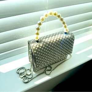 Aldo Pearl and rhinestone purse with removable snake chain strap
